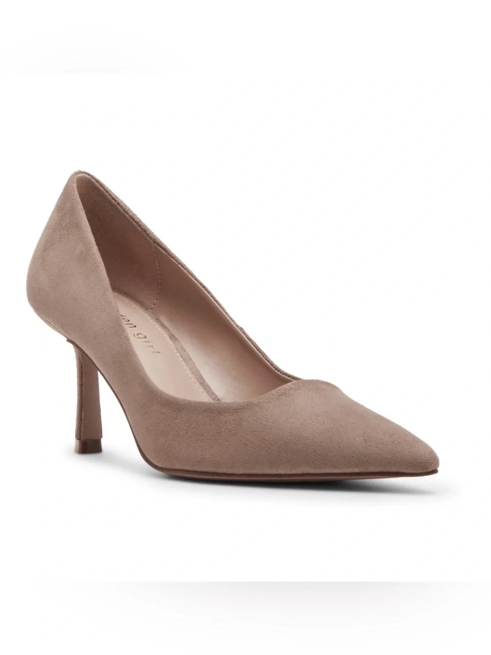 Classic Pointed-Toe Suede Pump in Taupe